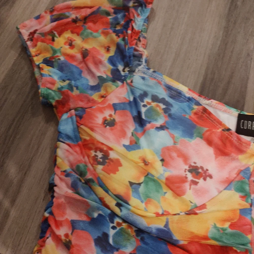 Current mood floral ruched button down mini dress size XXL - Picture 4 of 10